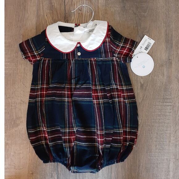 Edgehill Collection Infant Girls Tartan Plaid Romper 9 mth NEW Christmas Holiday - Picture 4 of 4